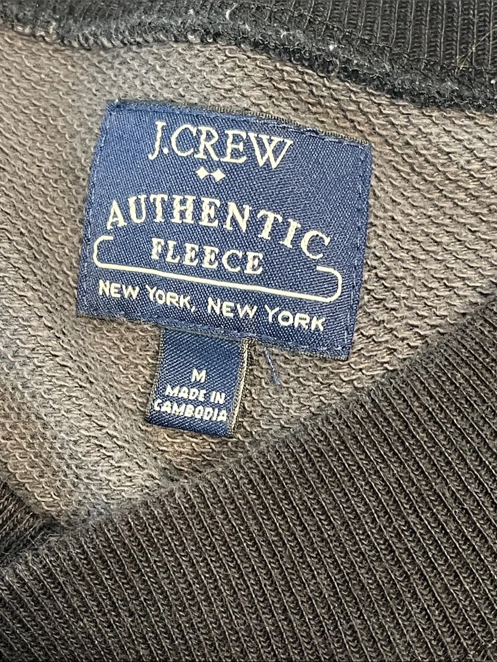 J.Crew Authentic Fleece Snap Front Varsity Bomber Jacket Gray Black Mens M